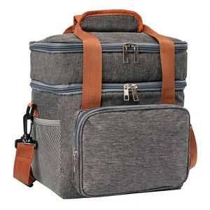 Reusable Large-Capacity Double-Layer Thermal Bag Insulated Lunch Bag Cooler Bag for Food - Product Image 1