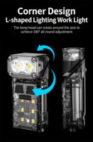 Mini lampe torche avec aimant puissant, longue autonomie, lampe de travail portable pour l'extérieur, lampe frontale rotative