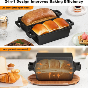 Moule à pain en fonte MIXWARES avec couvercle, 2 pièces, robuste, pour un cuisson uniforme des sandwichs, du pain à la banane et du pain de viande - Product Image 4