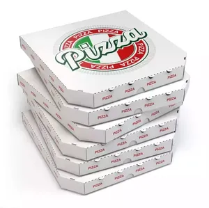 Venta al por mayor Eco 10 14 16 pulgadas tamaño personalizado e impresión caja de pizza blanco papel corrugado Kraft cajas de embalaje de pizza con logotipo