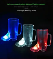 Gobelet à bière LED en forme de botte de 16 oz, changeant de couleur, avec fonction de consommation directe et poignée, pour adultes, festivals, fêtes, bars