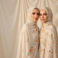 Écharpes et châles ethniques uniques à motifs floraux imprimés, vente en gros, populaires à Dubaï, voiles élégants en soie et mousseline imprimée, hijabs en voile