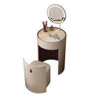 Coiffeuse minimaliste italienne avec miroir éclairé et tiroirs, design amovible pour salles de bain et salles à manger
