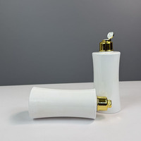 Flacon vide en PET blanc pour huile capillaire et lotion corporelle 250 ml 8 oz, emballage cosmétique de luxe, flacons en plastique pour toner avec bouchon à clapet doré