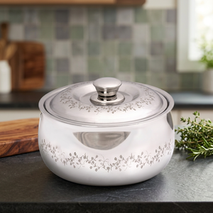 Casserole en acier inoxydable avec couvercle, design moderne rond, durable, compatible gaz et induction, passe au lave-vaisselle - Product Image 6