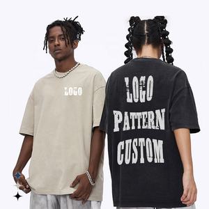 เสื้อยืดผ้าฝ้ายฟอกสีลายกราฟฟิกสำหรับชายและหญิงโลโก้ตามสั่ง100% - Product Image 1