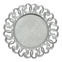 Assiettes de présentation rondes de luxe vintage transparentes noires de 13 pouces en plastique doré et argenté pour mariages et dîners