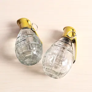 Botellas de licor de vidrio con forma de Granada, transparente, diseño único, para whisky y vino