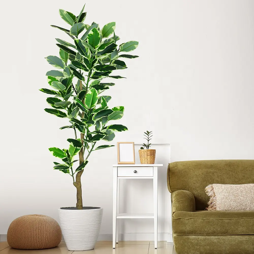 Thực tế cây bonsai variegated cây cao su cây nhân tạo cây sồi cho văn phòng trang trí nội thất