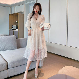 ZYHT-ropa elegante para mujer, vestidos sexys plisados informales de malla <span class=keywords><strong>transparente</strong></span> con lentejuelas y farol, 5298 - Product Image 2