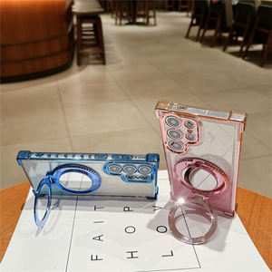 Para <span class=keywords><strong>Samsung</strong></span> S24 Ultra Magnetic Phone case galvanoplastia espejo soporte A55 Luxury Glitter Phone Case Funda trasera <span class=keywords><strong>a</strong></span> prueba de golpes - Product Image 2