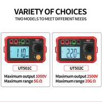UT502C UNI-T Testeur de résistance d'isolement numérique 2500V CAT III 600V 20Gohm Ohmmètre Mégohmmètre avec rétroéclairage et sélection automatique de gamme