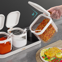 Boîte à assaisonnements en plastique murale pour cuisine domestique, conteneur de rangement moderne pour sel, glutamate monosodique, poivre et condiments, avec couvercle et cuillère, style tiroir