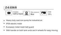 Compresseur d'air à piston à entraînement par courroie OEM Luowei portable, certification CE, 0,75 W, 8 bars, monostade, mini-compresseur d'air à piston