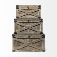 Vente en gros de coffre au trésor en bois antique vintage rectangle pour le rangement des vêtements, des bijoux et des objets de valeur.