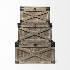 Großhandel Rechteck Vintage antike Holz Schatzkiste Kofferraum Box für Lagerung Kleidung Schmuck Wertsachen verwendet - Product Image 4