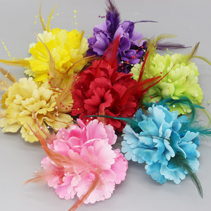 Vente en gros de pinces <span class=keywords><strong>à</strong></span> cheveux hawaïennes pour décoration de vacances <span class=keywords><strong>à</strong></span> la plage, fleur de pivoine, accessoires pour cheveux avec plumes - Product Image 1