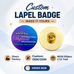 Badge personnalisé en alliage de zinc plaqué or |   Épinglette à logo imprimée UV |   Fabricant professionnel d'insignes institutionnels OEM - Product Image 1