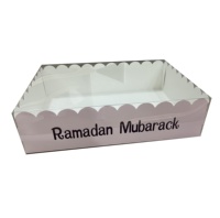Boîte à friandises personnalisée de grande taille avec un motif de coquille Saint-Jacques visible, pour le goûter, le gâteau, le dessert, les pâtisseries sucrées, les collations, la restauration, les cadeaux, le Ramadan