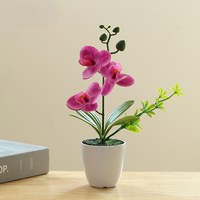 Anggrek Phalaenopsis Buatan Tahan Air dan Awet, 3 Tangkai, Tanaman Artifisial untuk Dekorasi Ruang Tamu dan Balkon