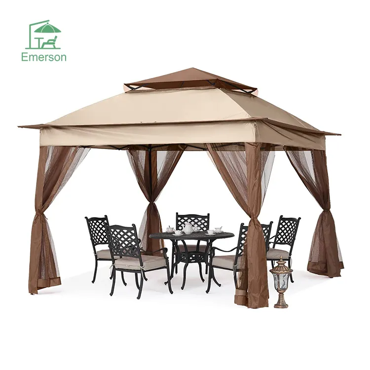 EMERSON 3.5x3.5m Outdoor Gazebo Tent Pop Up Luxury Garden Gazebo With Mosquito Netting