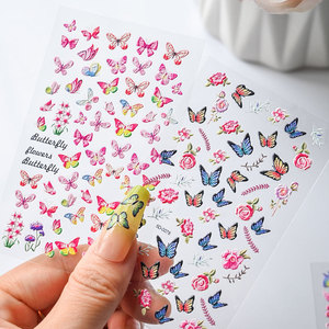 Nail <b>Stickers</b> DIY Nail Art Design Decoration Accessories Self Adhesive 5D Embossed Butterfly <b>Flower</b> Nail Art <b>Stickers</b> - Product Image 5