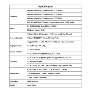 <span class=keywords><strong>1u</strong></span> стойка 6 Lan PfSense OPNsense сервер 6lan 4 10g Sfp + DDR4 сеть <span class=keywords><strong>Intel</strong></span> <span class=keywords><strong>Atom</strong></span> C3758 C3808 C3958 C3958 - Product Image 3