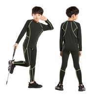 Ensemble de compression respirant pour garçons, haut à manches longues et pantalon, pour la course, le fitness, le basketball, le football, entraînement, couche de base