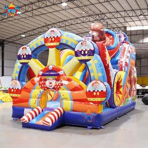 Structure gonflable combinée Thème Parc d'attractions Manège de la Foire Foraine Clown Roue Gigante en PVC 6x4m Capacité 5-10 Personnes Jeu Gonflable pour Enfants - Product Image 1