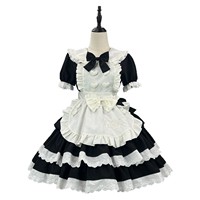 Costume de cosplay de demoiselle d'honneur d'anime japonais pour femmes, robe mignonne pour Halloween, maquillage, déguisement, ensemble uniforme, costume Lolita avec un grand nœud