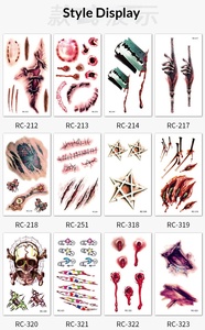 สติ๊กเกอร์สักลายฮาโลวีนสำหรับใบหน้า กันน้ำ ลายแผลเป็นเลือดไหล รอยแผลจากมีด สมจริง แต่งหน้าลายแผลเป็น แบบลอกลายลงบนผิว - Product Image 5