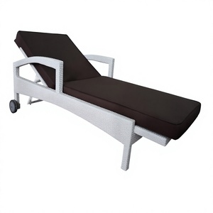 Modern Outdoor Sun Lounger with <b>White</b> <b>Cushion</b> PE Rattan Frame Tilting Design Portable for Patio Use - Product Image 5