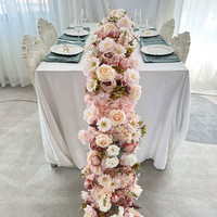 Décoration de mariage personnalisée, centre de table en fleurs de soie, chemin de table en fleurs de soie rose de haute qualité pour arche