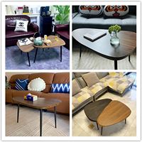 2 jeux de tables basses ovales lumineuses de luxe pour salon, table de chevet en bois pour canapé, café minimaliste moderne pour balcon