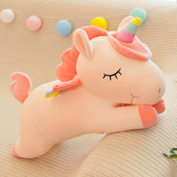 Peluche Licorne Transfrontalière en Velours, Cadeau pour Filles, Coussin de Sommeil Animal à Câliner, Rembourrage en Coton pour Enfants