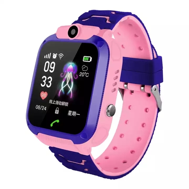 Factory Wholesale Kids Smart Watch Q12 IP67 Waterproof Calling GPS Tracking Outdoor Watch SOS Button Silica Gel Band 2G SIM Card