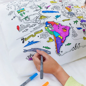 Federa da colorare per bambini - Federa lunga da dipingere <span class=keywords><strong>con</strong></span> motivi, regalo creativo per attività genitore-figlio - Product Image 2