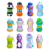 Bouteille d'eau en silicone pliable portable écologique, conception de nouveauté motivante pour les souvenirs en plein air et en magasin