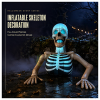 Décoration Gonflable Squelette d'Halloween 3M de Haut en Tissu Oxford avec Lumières LED pour Extérieur, Idéal pour Fêtes et Événements (Vente en Gros)