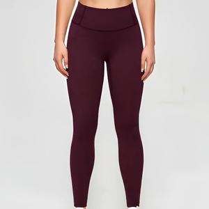 Women's Custom Mid Waist Burgundy Compression Sport Leggings <b>Tummy</b> <b>Control</b> Butt Lifting Lightweight Breathable Eco-Friendly - Product Image 6