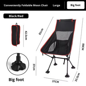 Chaise de camping pliante portable et respirante pour l'extérieur, chaise de plage anti-affaissement à pieds de grenouille, chaise de loisirs - Product Image 6