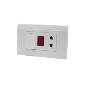 N2 Range 1 gang 2 way switch (1/3 key) + neon (1/3 key) + 2 pin socket (1/3 key) White Color PC Plate 118 Plate modular vietnam