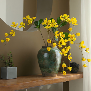 Haute Qualité En Gros Maison De Mariage Hôtel Plante <span class=keywords><strong>D</strong></span>écorative Rose-Rouge Jaune 85cm De Long Tissu De Soie À Tige Unique Fleurs Artificielles - Product Image 2
