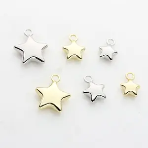 Fast Shipments Solid Star Pendant Jewelry Accessories DIY Earrings Gold Silver Pendant For Female