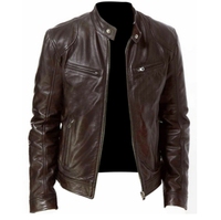 Nouvelle arrivée, veste en simili cuir pour homme, taille plus, col montant, fermeture éclair, veste de moto vintage imperméable