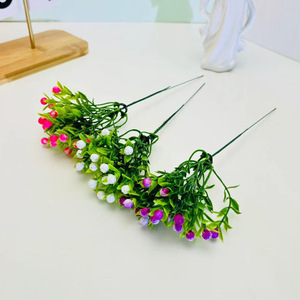 Bouquet de fleurs artificielles Milan Grains, petit paquet, en plastique, pour mariage, décoration intérieure, accessoires, feuilles roses, violettes, blanches, vertes - Product Image 1