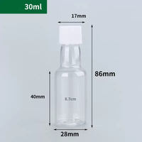 Bouteille de jus jetable en plastique PET transparent personnalisée, forme 24 mm, 30 ml-150 ml, MOQ 5000 pièces