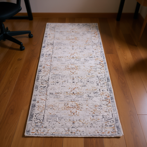Alfombra Tradicional de Color Gris Marfil con Patrón de Medallón, Rectangular, Antideslizante, de Pelo Corto, Hecha a Máquina, Lavable, para Hogar, Oficina, Dormitorio - Product Image 2