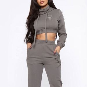 Wholesale Crop Top Sweatshirt Custom Logo Heavyweight Blank Fleece Pullover Oversized Plain Women's <b>Slim</b> Fit Hoodies - Product Image 6