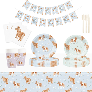 Juego de Vajilla con Temática de Animales de Granja DAMAI, Juego de Platos de Papel, Vasos de Papel, Servilletas Desechables para Fiestas de Cumpleaños y Fiestas Infantiles - Product Image 1